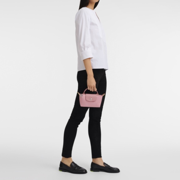 LONGCHAMP Mini Le Pliage Green Top-Handle Bag + Strap - Petal Pink - NWT! - Picture 5 of 11